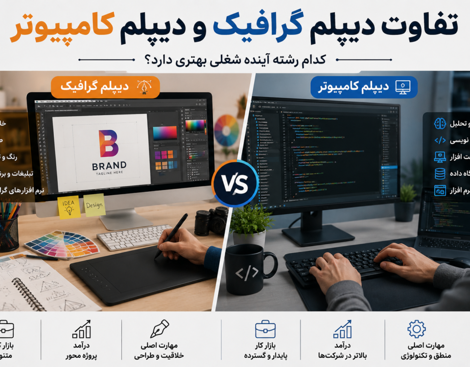 تفاوت دیپلم گرافیک و دیپلم کامپیوتر | کدام رشته آینده شغلی بهتری دارد؟