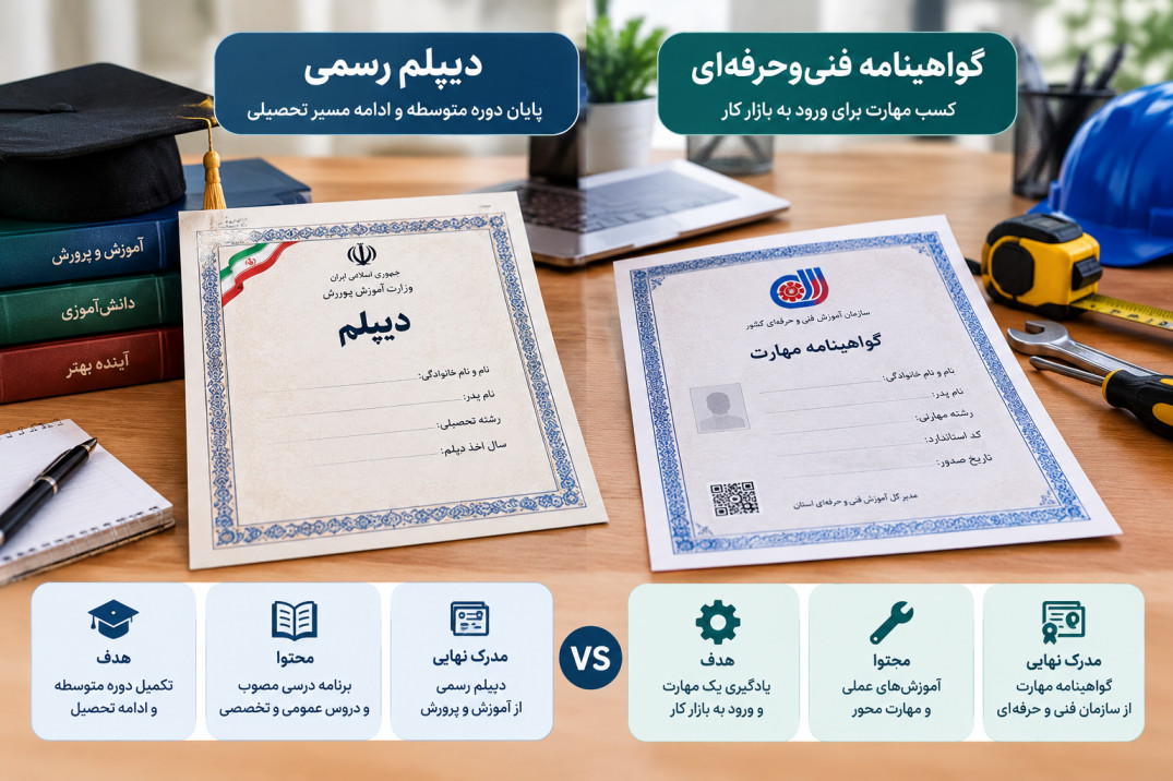 تفاوت دیپلم رسمی با گواهینامه فنی‌وحرفه‌ای